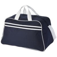 Qtable are providing this San Jose 2-Stripe Sports Duffel Bag 30L PFC - Navy / White from Unbranded which can be decorated with your design.