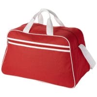 Qtable are providing this San Jose 2-Stripe Sports Duffel Bag 30L PFC - Red / White from Unbranded which can be decorated with your design.