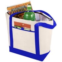 Qtable are providing this Lighthouse Non-Woven Cooler Tote 21L PFC - Natural / Royal Blue from Unbranded which can be decorated with your design.