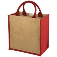 Qtable are providing this Chennai Jute Tote Bag 16L PFC - Natural / Red from Unbranded which can be decorated with your design.