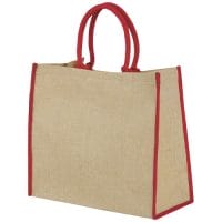Qtable are providing this Harry Coloured Edge Jute Tote Bag 25L PFC - Natural / Red from Unbranded which can be decorated with your design.