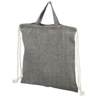 Qtable are providing this Pheebs 150 g/m² Recycled Drawstring Backpack 6L PFC - Heather Black from Unbranded which can be decorated with your design.