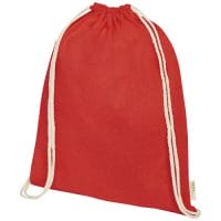 Qtable are providing this Orissa 100 g/m² GOTS Organic Cotton Drawstring Backpack 5L PFC - Red from Unbranded which can be decorated with your design.