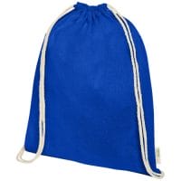 Qtable are providing this Orissa 100 g/m² GOTS Organic Cotton Drawstring Backpack 5L PFC - Royal Blue from Unbranded which can be decorated with your design.