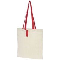 Qtable are providing this Nevada 100 g/m² Cotton Foldable Tote Bag 7L PFC - Natural / Red from Unbranded which can be decorated with your design.