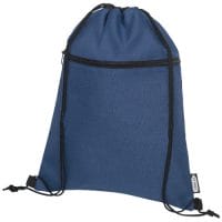 Qtable are providing this Ross RPET Drawstring Backpack 5L PFC - Heather Navy from Unbranded which can be decorated with your design.