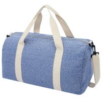 Qtable are providing this Pheebs 450 g/m² Recycled Cotton And Polyester Duffel Bag 24L PFC - Heather Navy from Unbranded which can be decorated with your design.