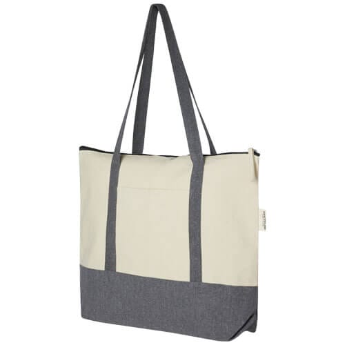 Repose 320 g/m² recycled cotton zippered tote bag 10l pfc