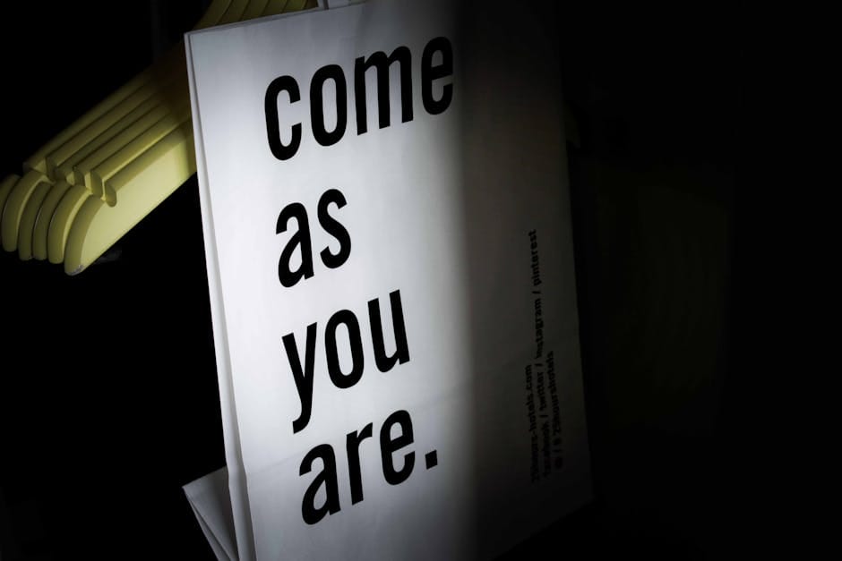 Come as you are poster representing a concept for bag brand ideas