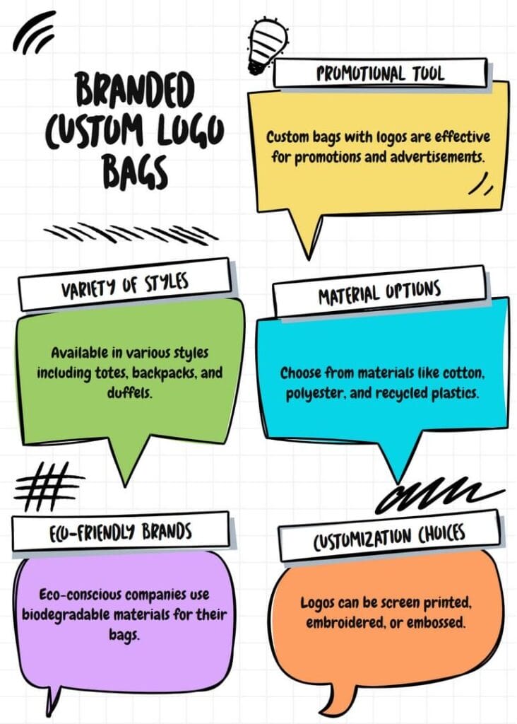 Bag with logo print on infographic