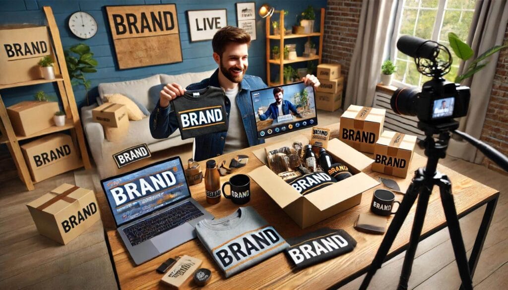 Image showing a brand ambassador or influencer unboxing some promo gifts