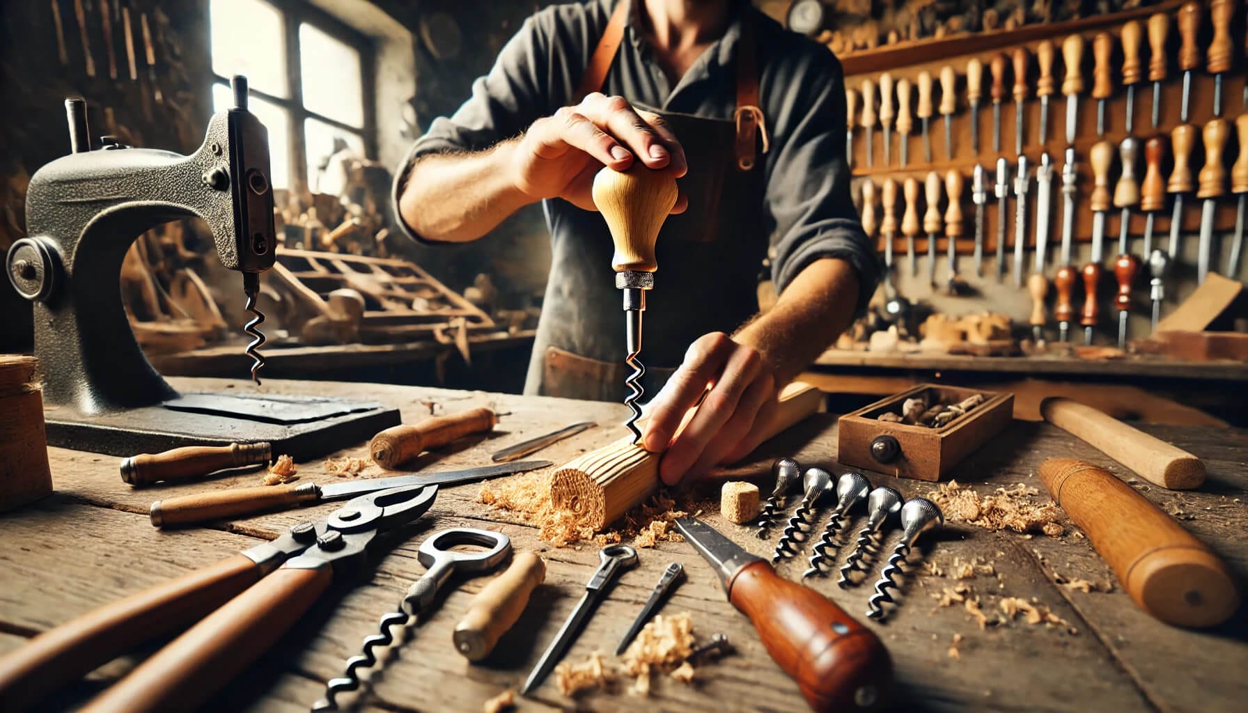 Artisan making corkscrew bottle opener