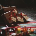 Christmas presence near building block trains