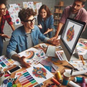 someone designing Unique Printed Merchandise