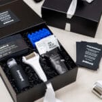 modern custom corporate branded holiday gift boxes black white wellness relaxation Marigold Grey 7